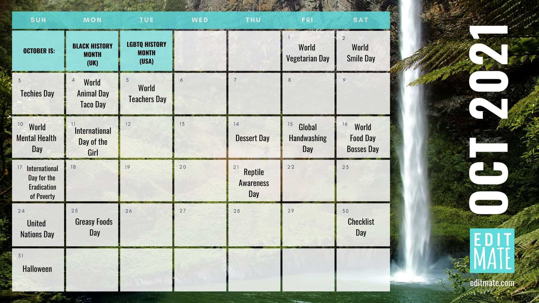 2021 Social Media Holiday Calendar EditMate