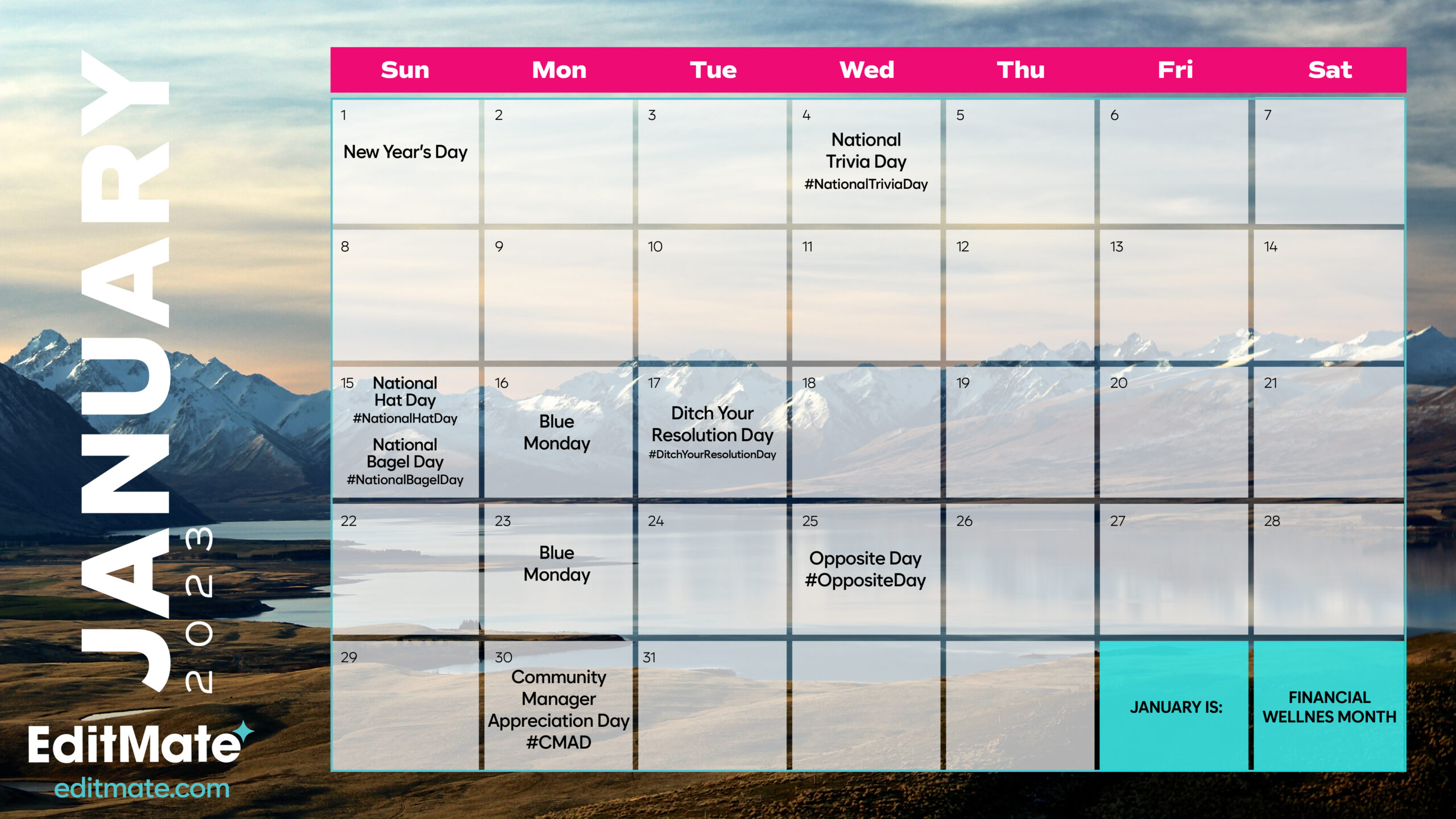 2023 Social Media Holiday Calendar EditMate