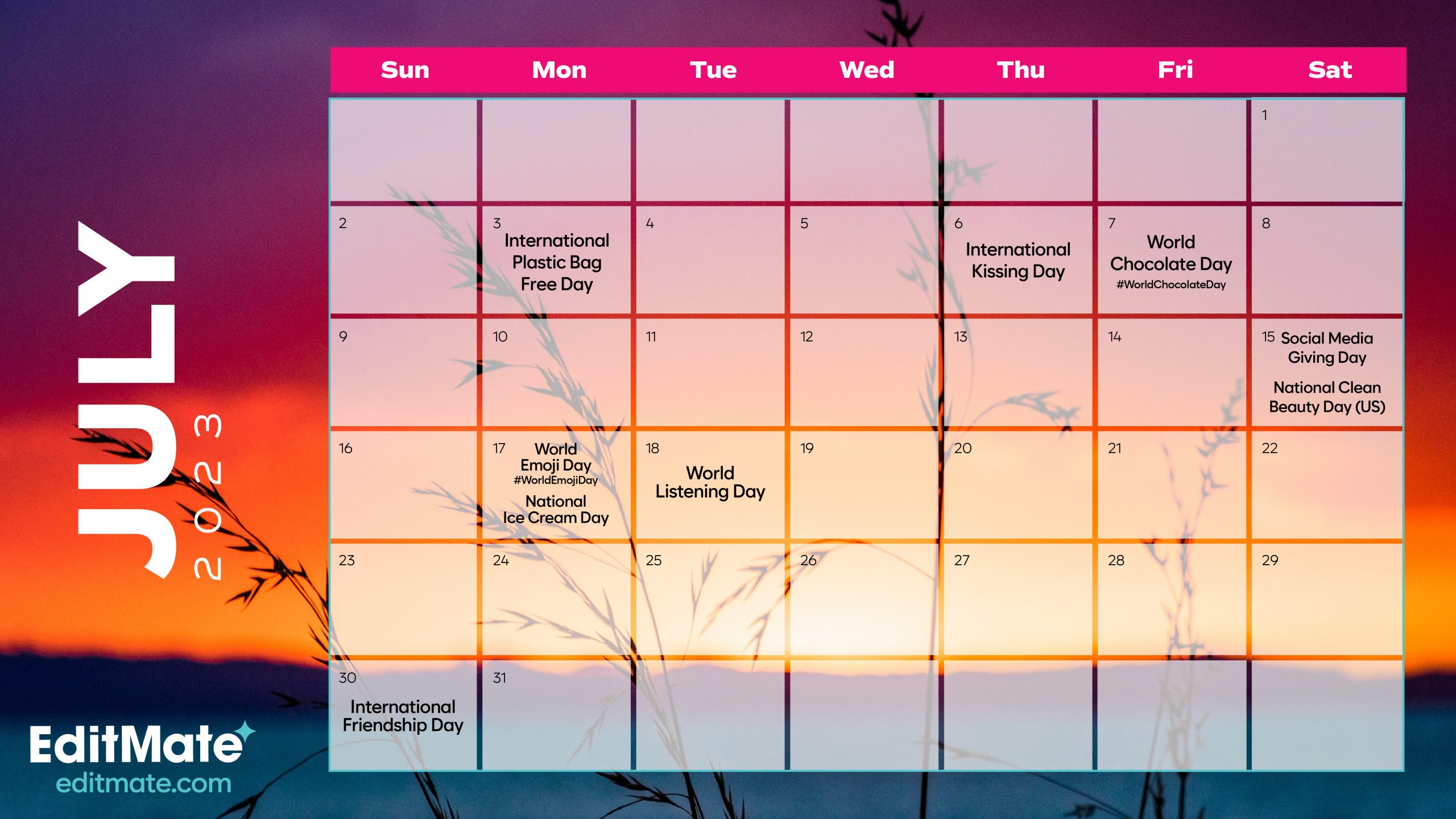 july 2023 social media holiday calendar