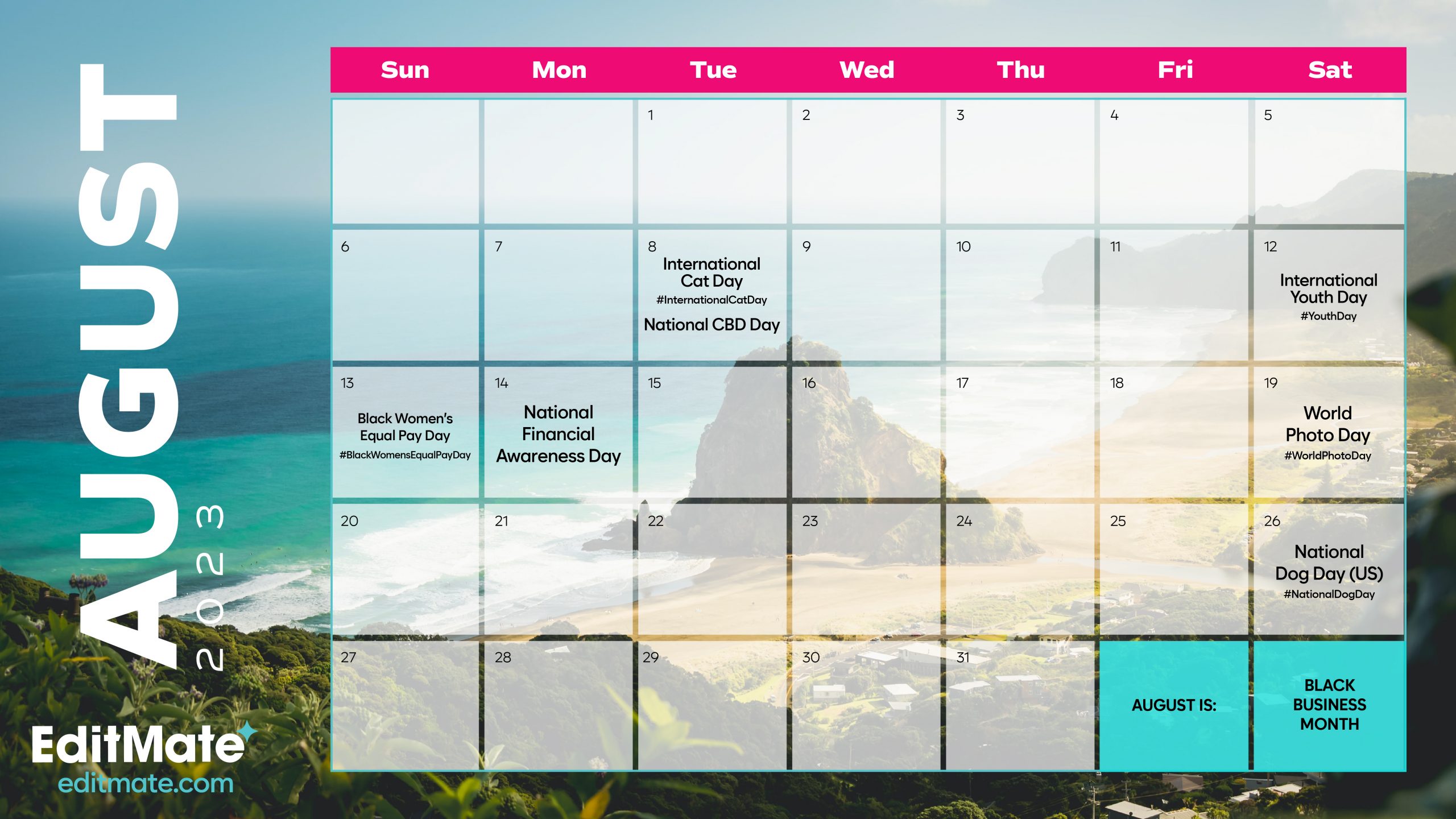 august 2023 social media holiday calendar